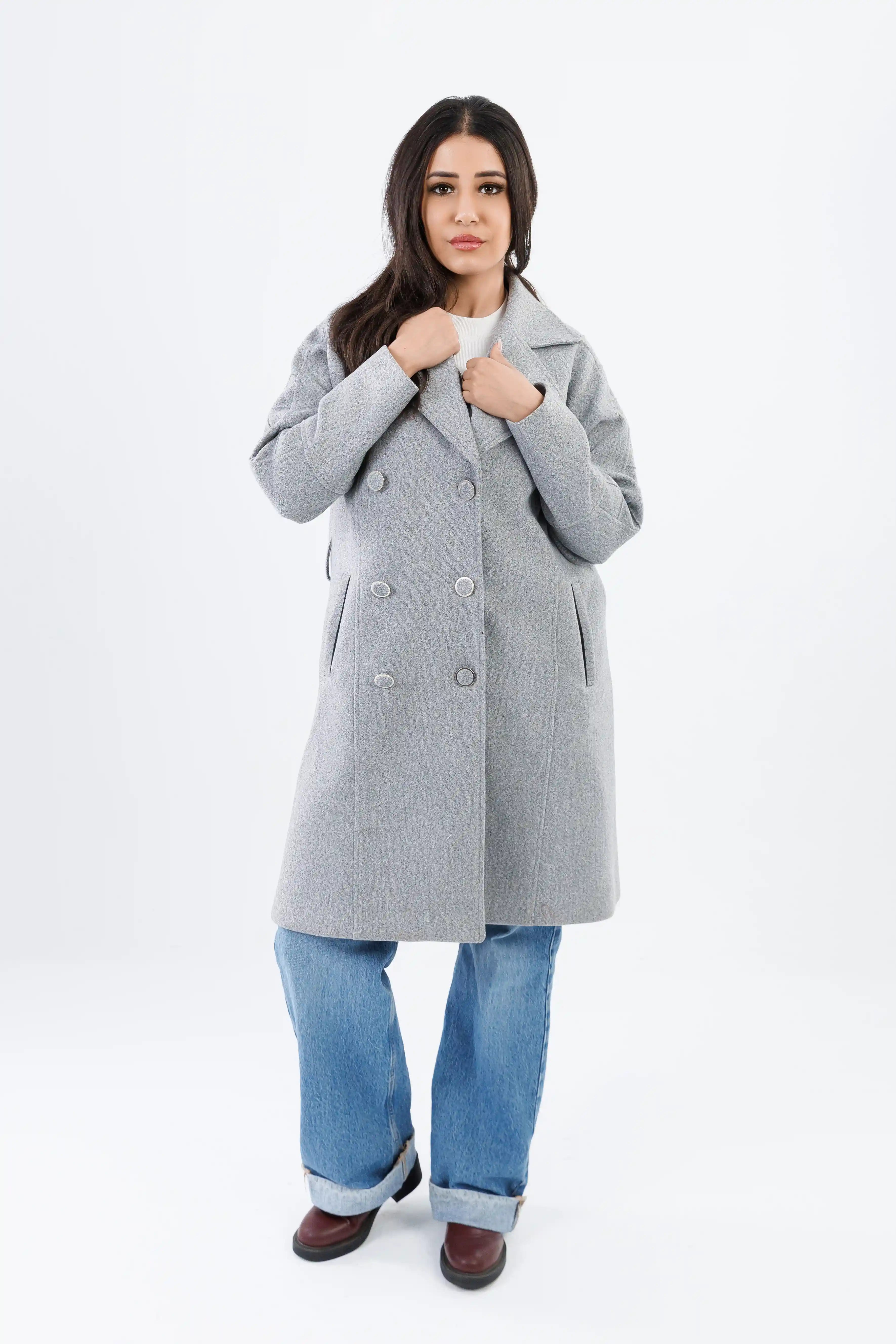 Long Double-Breasted Wool Jacket