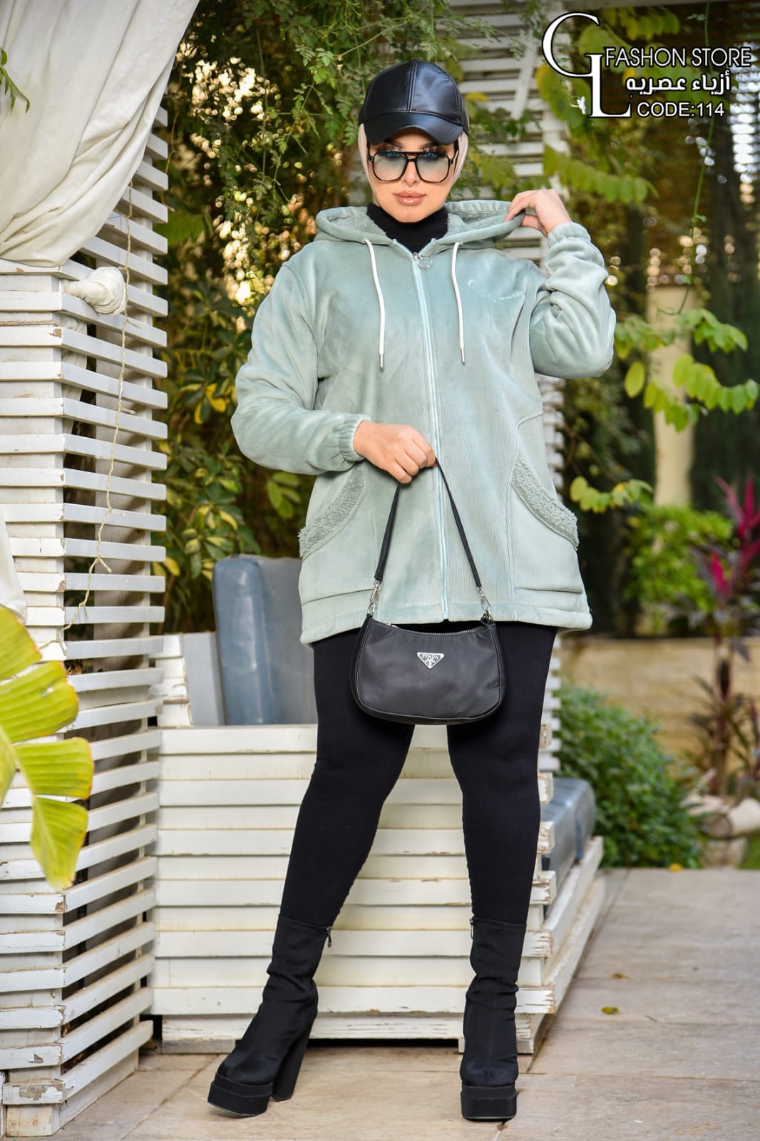 جاكيت قطيفه مضلعه