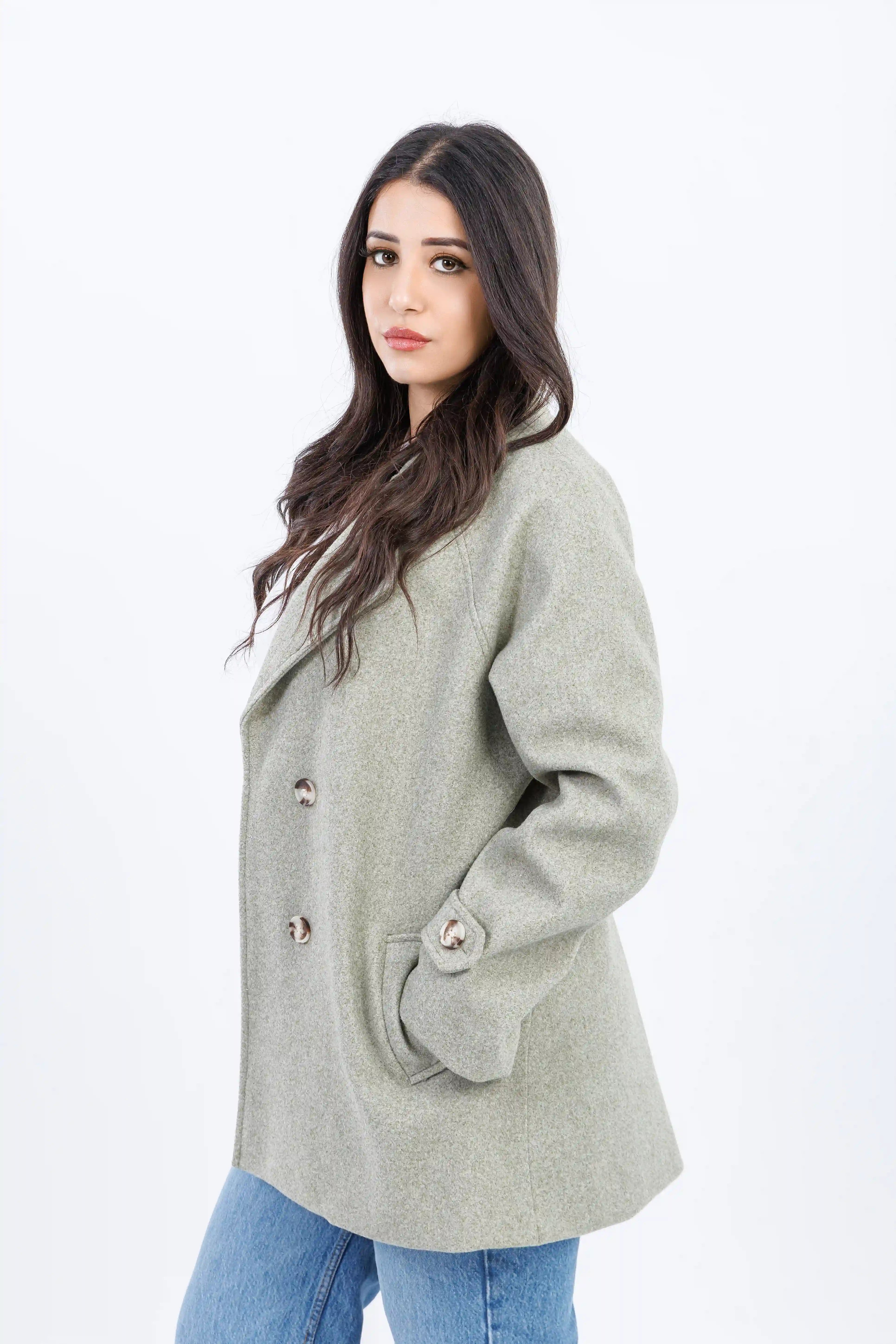 Short Double-Breasted Wool Jacket