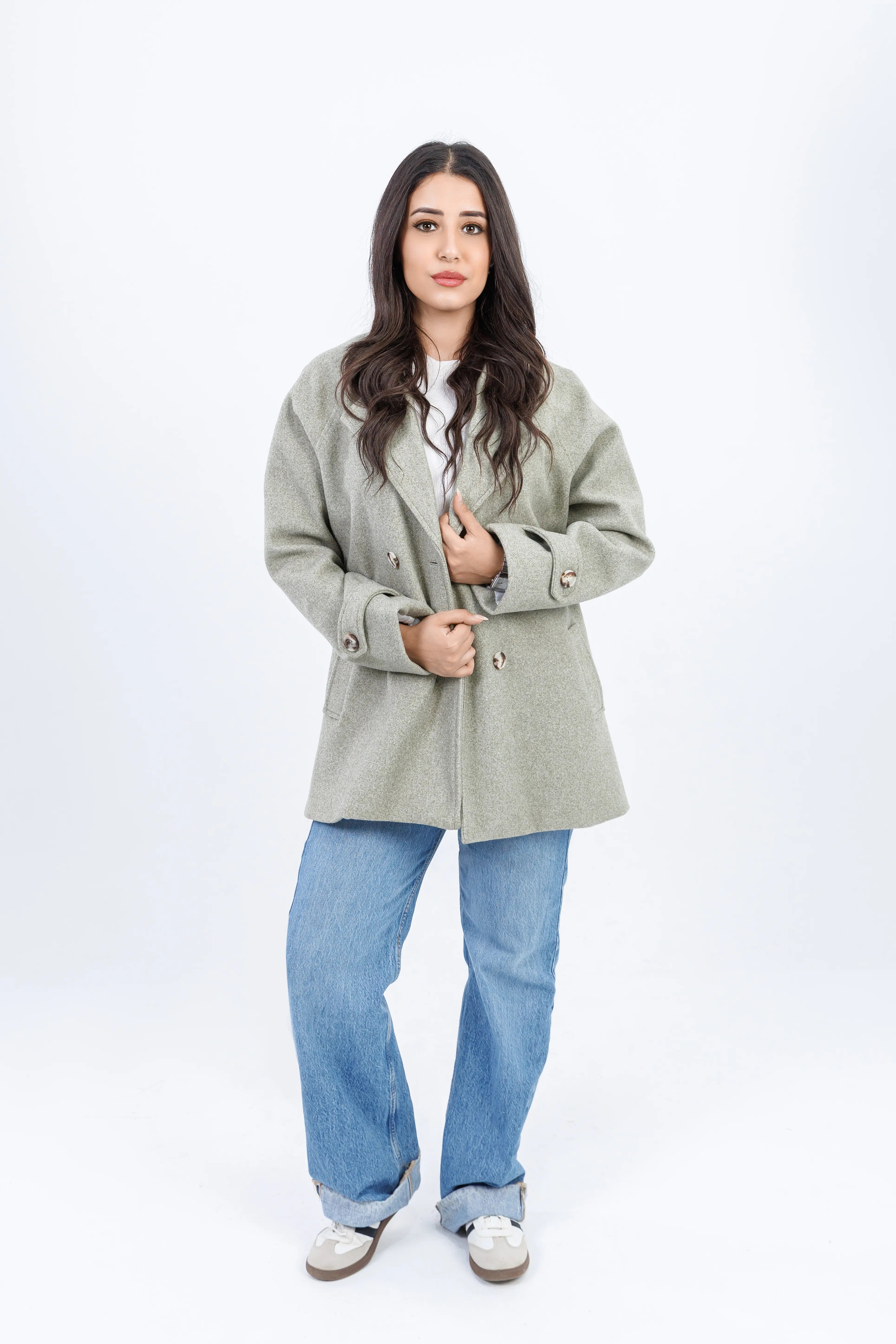 Short Double-Breasted Wool Jacket