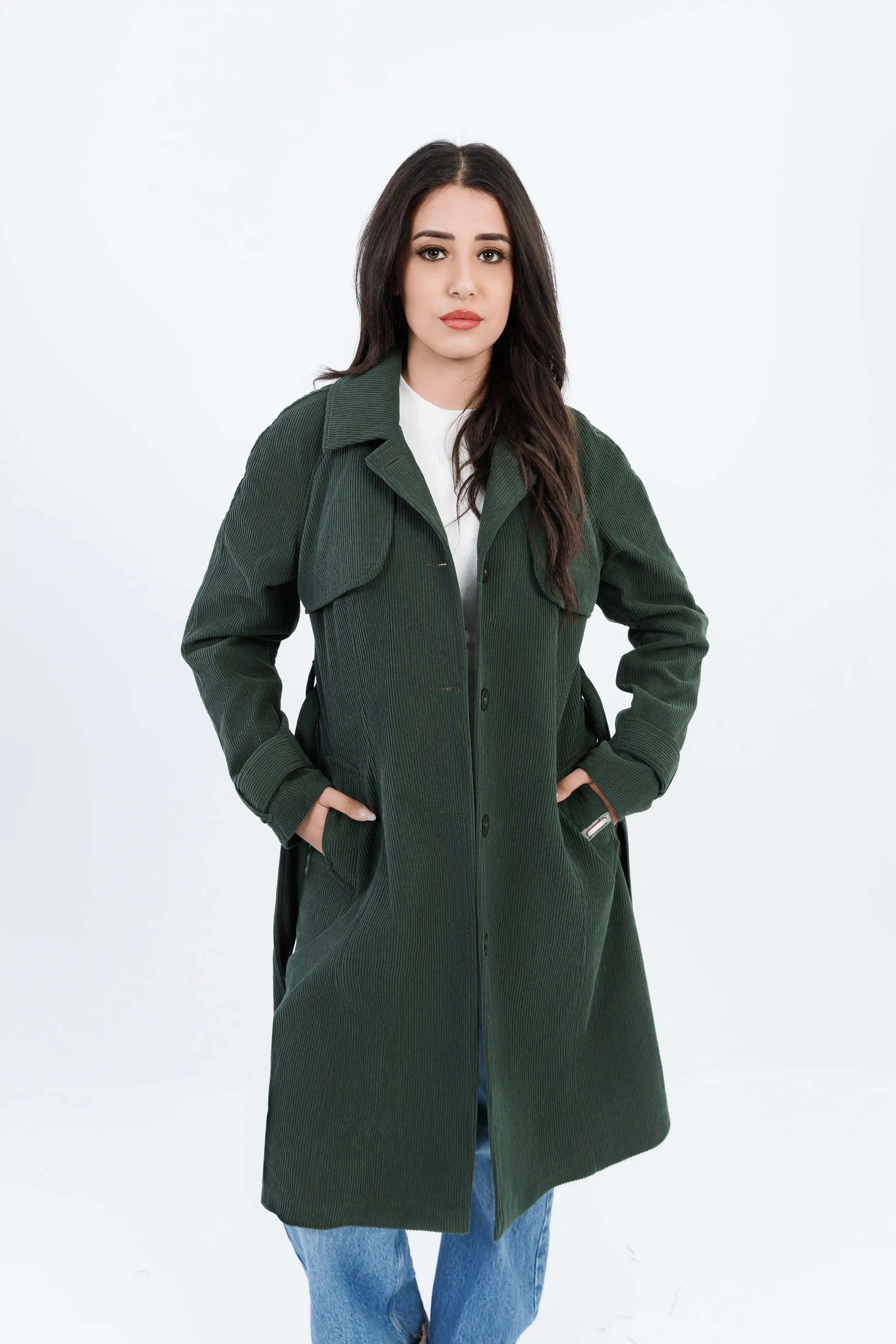 Striped Velvet Jacket with Belt (Lined)