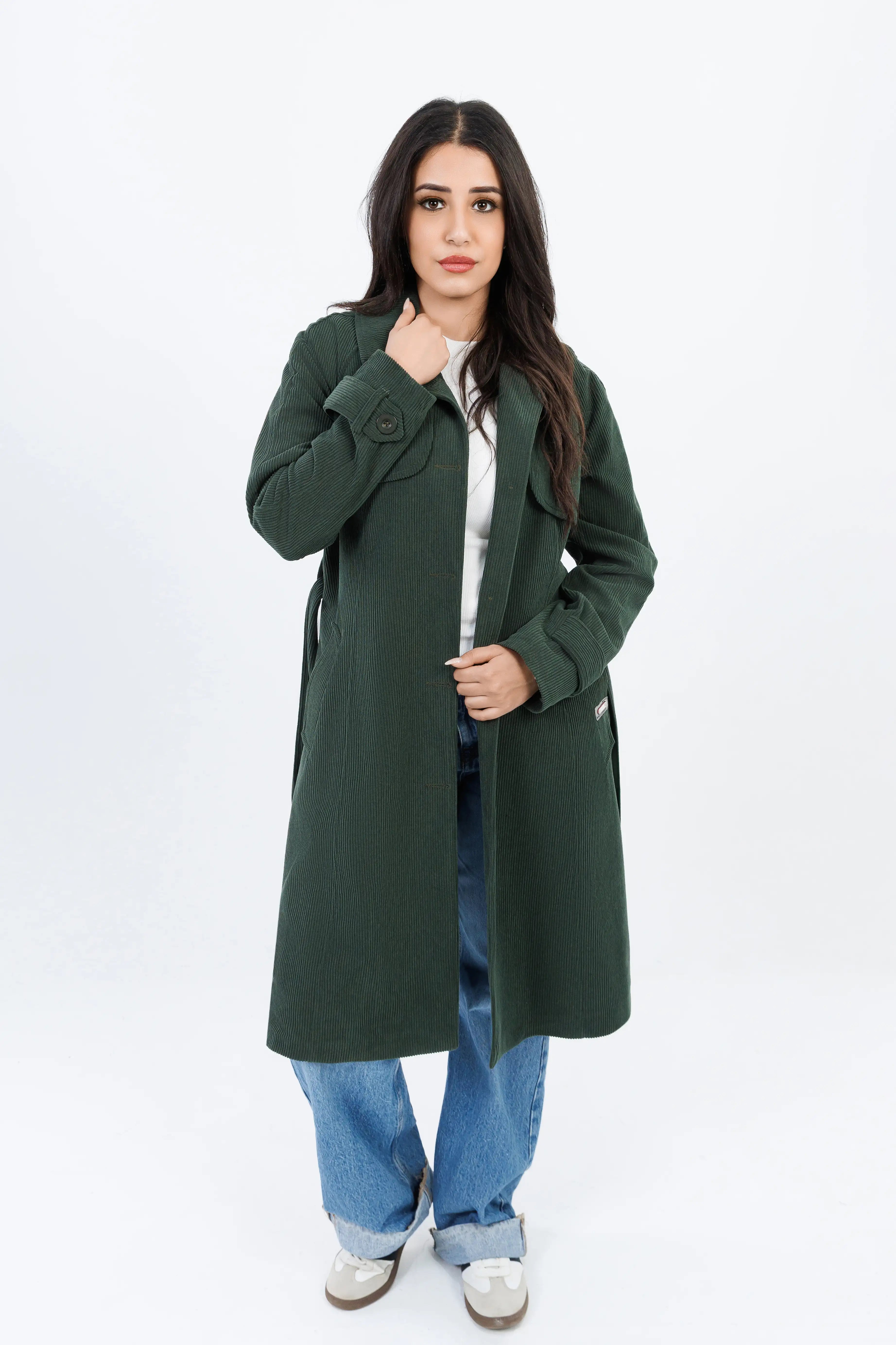 Striped Velvet Jacket with Belt (Lined)