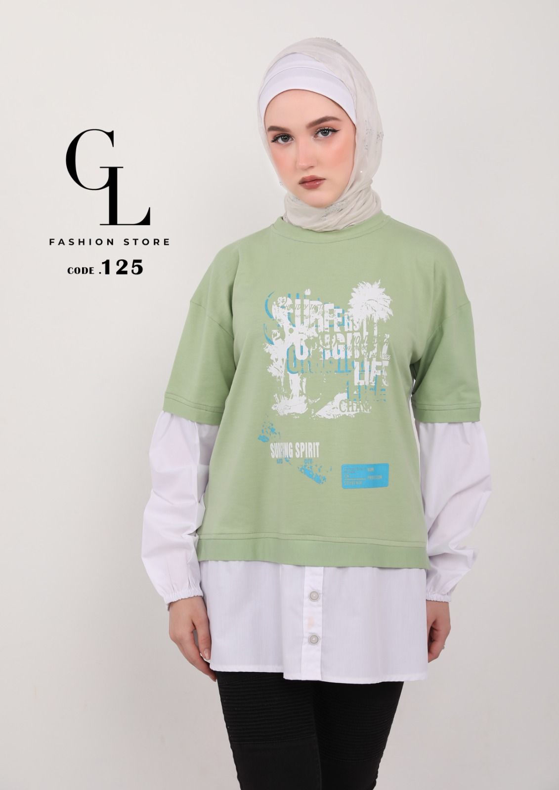 شميز قطن مع سينجل ليكرا